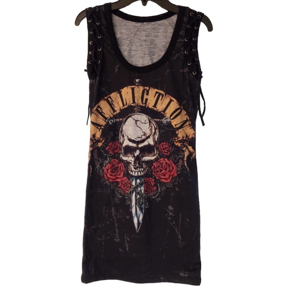 Affliction Tops - Affliction Women's NIGHTRAIN Guns N Roses Tank Top in Black size Small